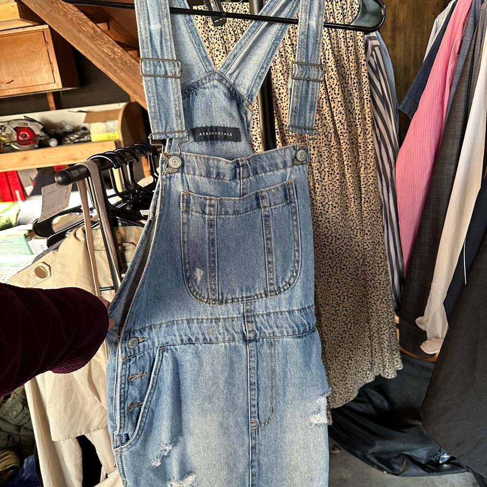 Aeropostale Light Blue Denim Overall Dress